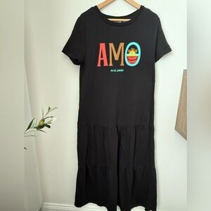 Farm Rio Short-Sleeve Tiered T-Shirt Midi Dress Size S